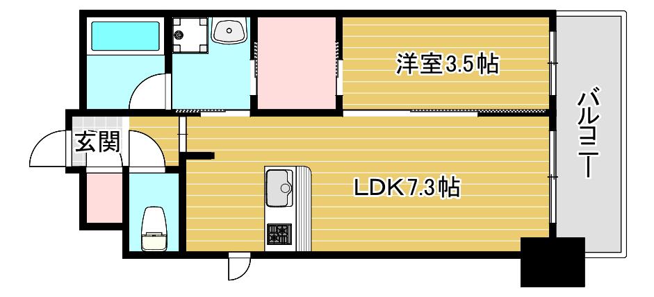 アスヴェル阿波座BLUE EARTH(1LDK/8階)の間取り写真