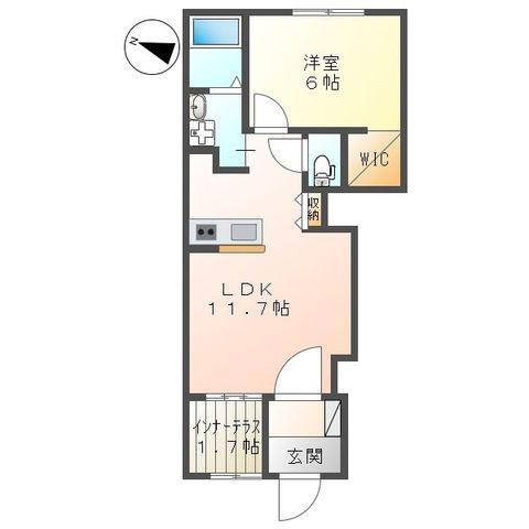 フルーリア(1LDK/1階)の間取り写真