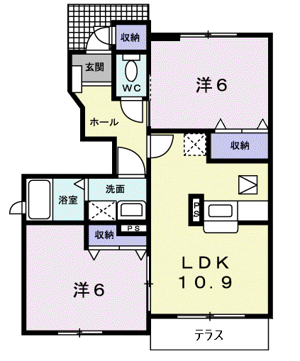 エステート雅(2LDK/1階)の間取り写真