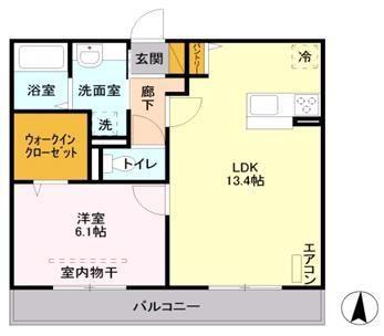 I.ヴィレッジサウス(1LDK/2階)の間取り写真