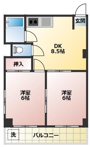 Gレジデンスファースト(2DK/2階)の間取り写真
