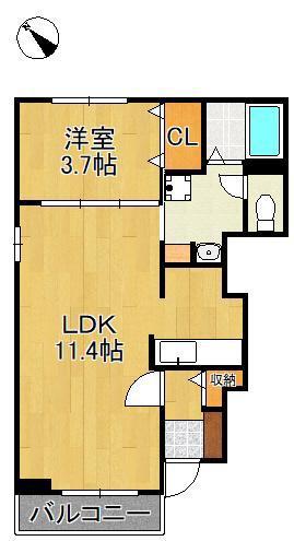 PASTORALE 今古賀 III(1LDK/1階)の間取り写真