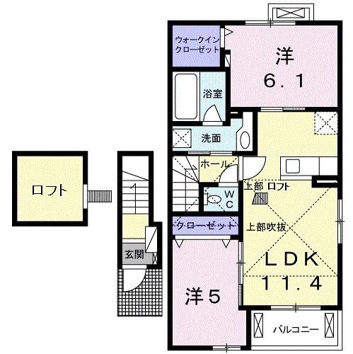 ARUVITA E(2LDK/2階)の間取り写真