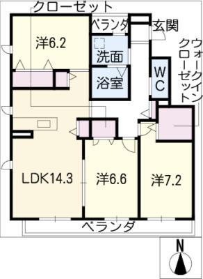 ラフィーネ大志(3LDK/2階)の間取り写真
