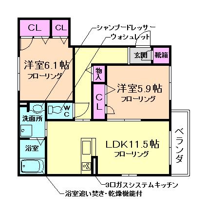 ベステン ダンク(2LDK/1階)の間取り写真