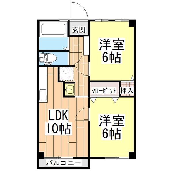 平和第二マンション(2LDK/4階)の間取り写真