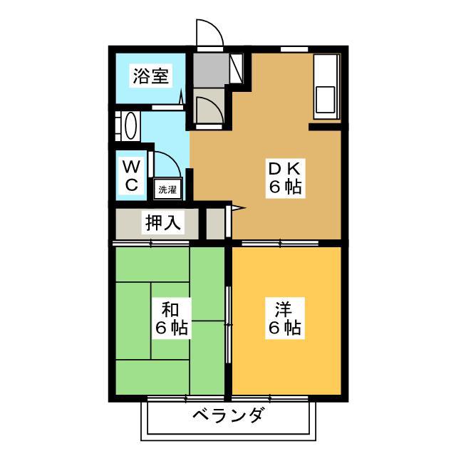 フレグランス東栄B棟(2DK/2階)の間取り写真