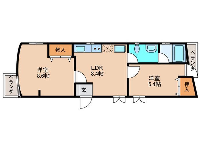 磯崎フラット(2LDK/2階)の間取り写真