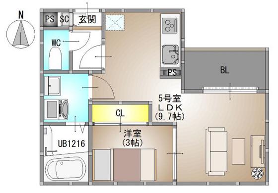 REGALEST 伊島I(1LDK/2階)の間取り写真