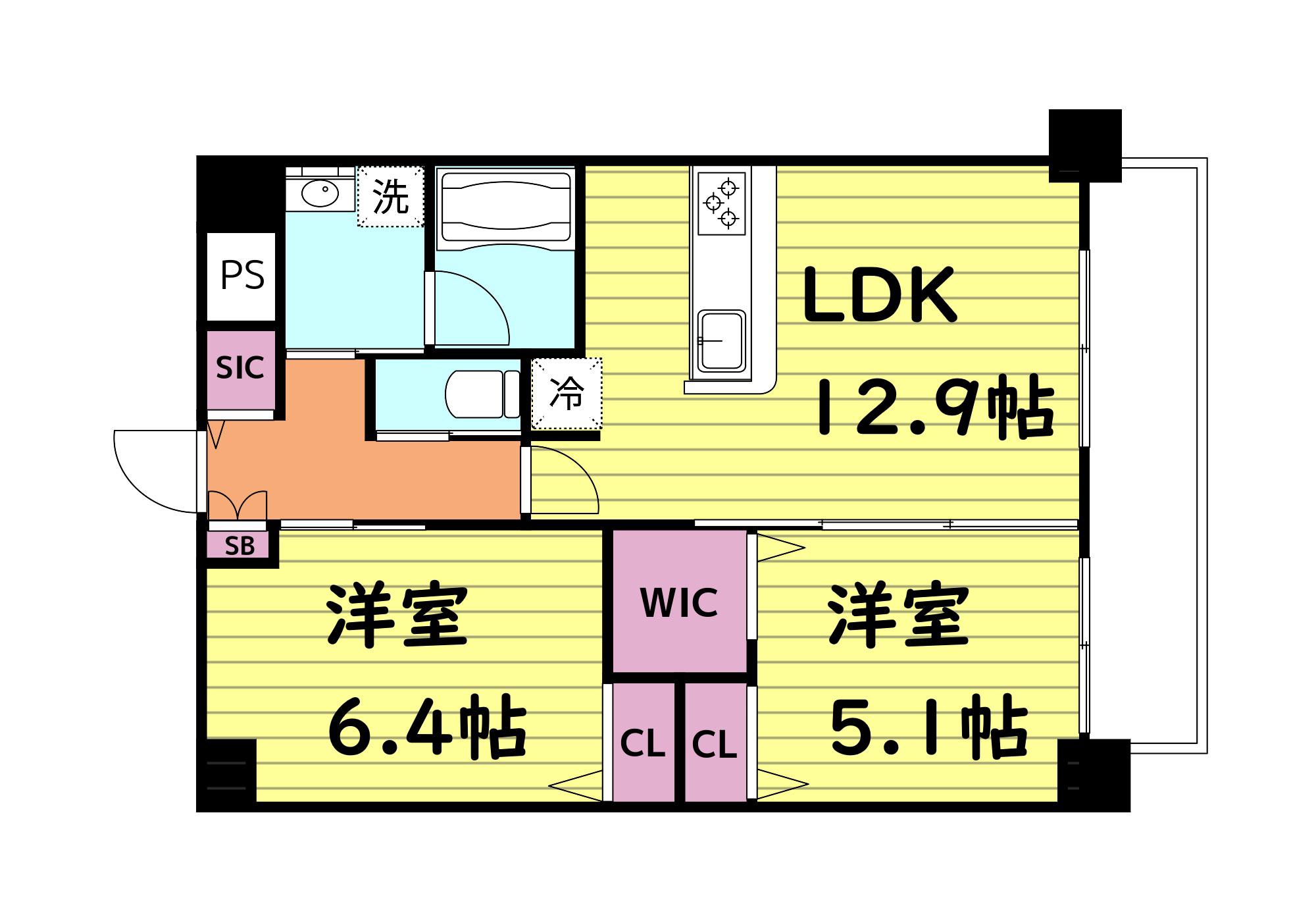 グランドレッセ今里(2LDK/3階)の間取り写真
