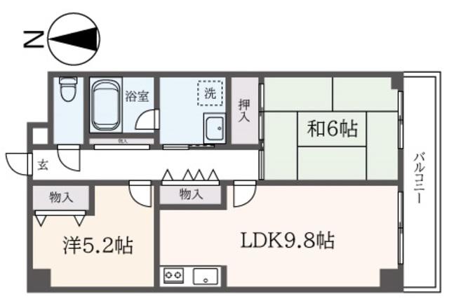 グレイス詩香(2LDK/2階)の間取り写真