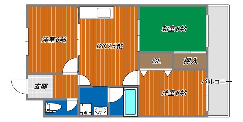 坂上マンション(3DK/3階)の間取り写真