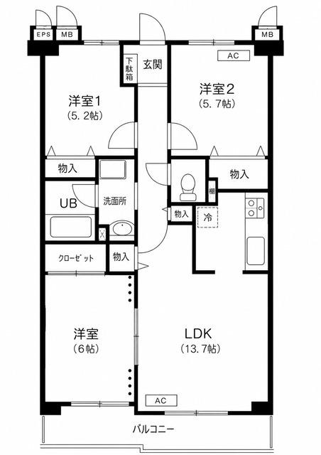 ベジタブル(3LDK/2階)の間取り写真