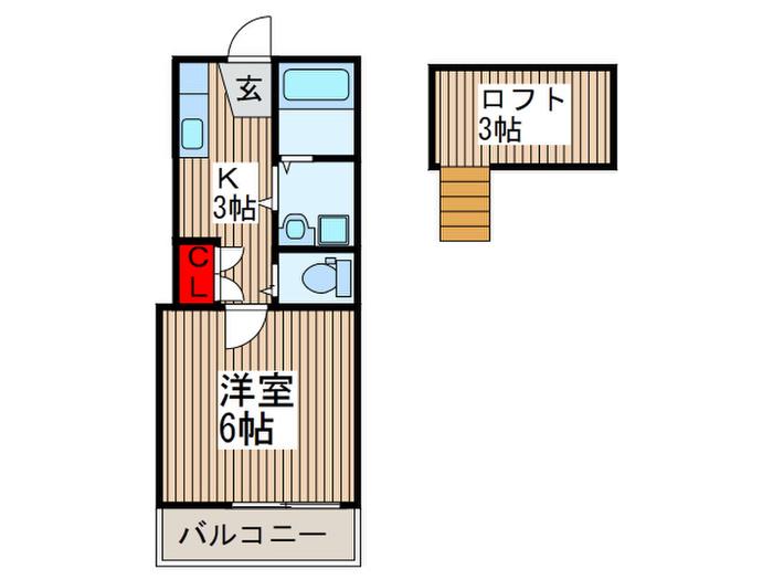 ピュアハウスI(1K/2階)の間取り写真