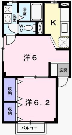 エルムA(2K/1階)の間取り写真