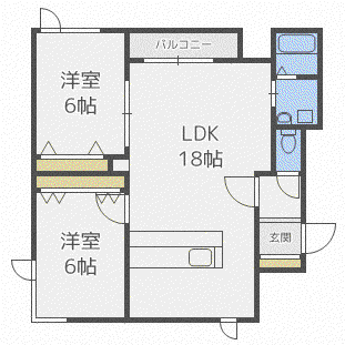 ウィンブルーVI(2LDK/3階)の間取り写真