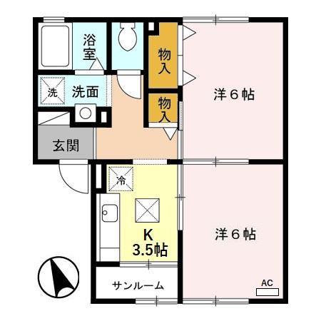 パルムドール01(2K/1階)の間取り写真