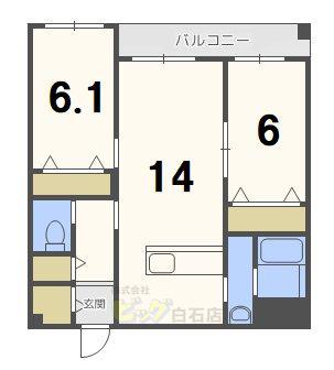 グランメール南郷通15(2LDK/4階)の間取り写真