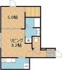 リベルテスクアール七番館(1LDK/4階)の間取り写真