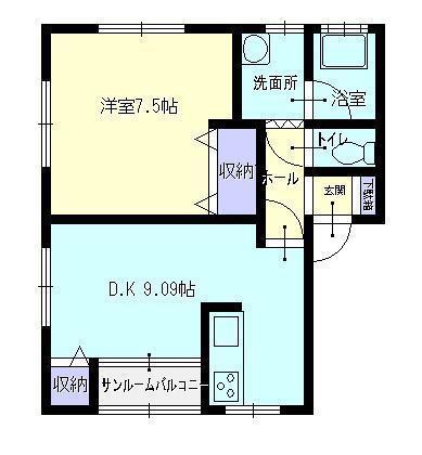 イーハトーブ(1LDK/2階)の間取り写真