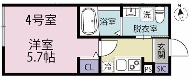 パークメゾン鷺沼(1K/1階)の間取り写真