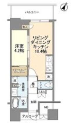 ジオタワー大阪十三(1LDK/15階)の間取り写真