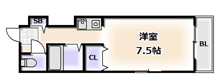 エムズマンション(1K/8階)の間取り写真