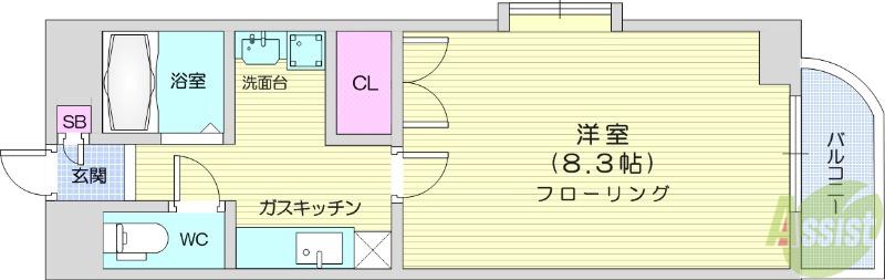 グランエクシード宮城野(1K/5階)の間取り写真