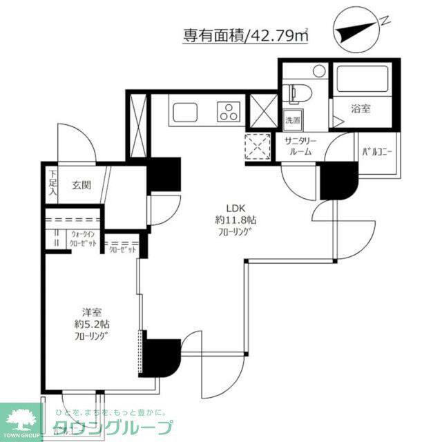 GRAND駒沢公園(1LDK/4階)の間取り写真