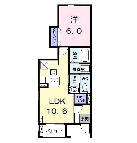 COSMOS I(1LDK/1階)の間取り写真