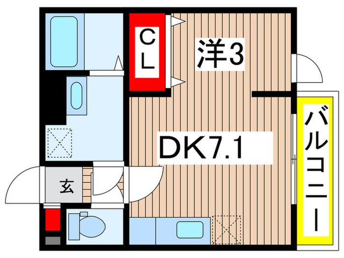 メリディアンなないろの里 弐番館(1DK/3階)の間取り写真