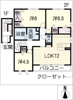 ラ・ルーチェA(3LDK/2階)の間取り写真