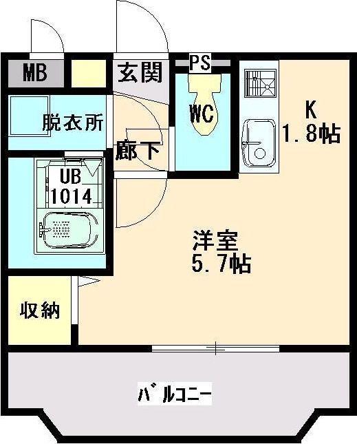 ユーミープライムマンション(1K/1階)の間取り写真