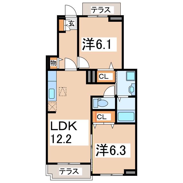 ナリッシュ(2LDK/1階)の間取り写真
