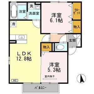 ペジーブル大垣(2LDK/2階)の間取り写真