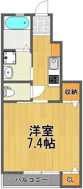 フラットテラス(1K/1階)の間取り写真