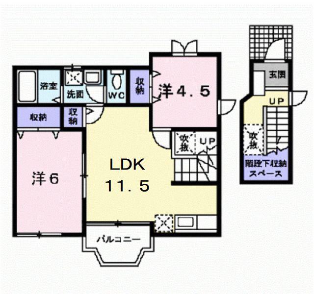 レジオン・ドヌールIII(2LDK/2階)の間取り写真