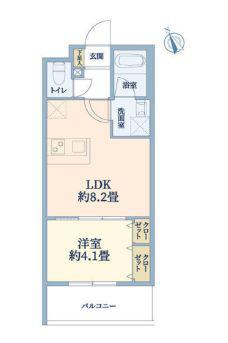ウェルスクエア万代東(1LDK/1階)の間取り写真