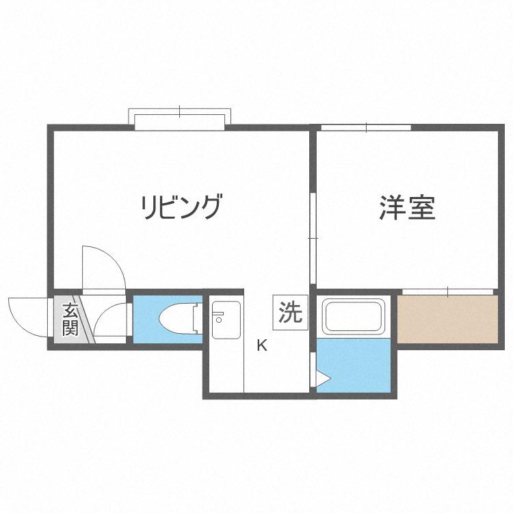 Eフラット(1LDK/3階)の間取り写真