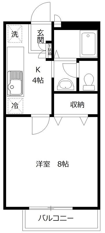 第7幸永ハイツ(1K/2階)の間取り写真
