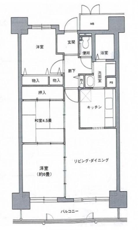 コーシャハイツ苅田(3LDK/5階)の間取り写真