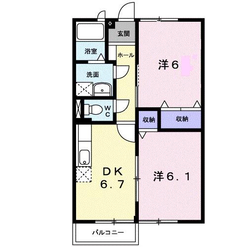 メゾングレースC(2DK/2階)の間取り写真