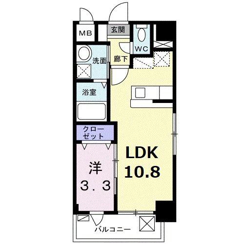 メゾン ド プラシード(1LDK/8階)の間取り写真