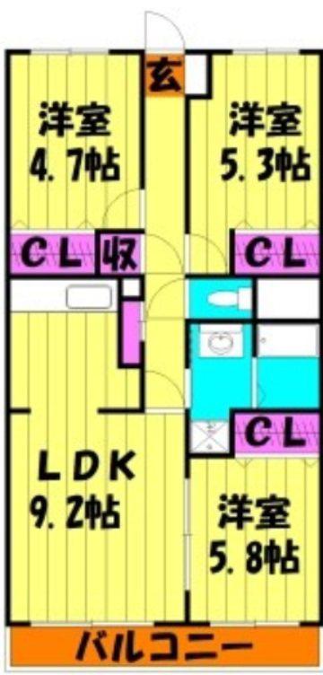 ランドロードU(2SLDK/3階)の間取り写真