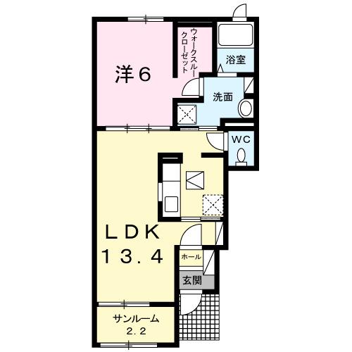 パークサイド合川弐番館(1LDK/1階)の間取り写真