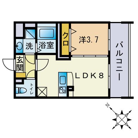 RIVERGARDEN室見(1LDK/3階)の間取り写真