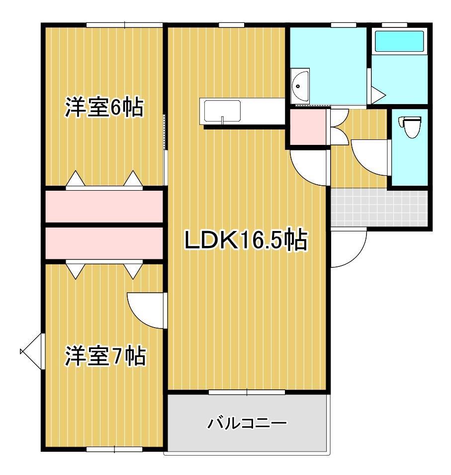 グリーンコーポ浪打弐番館(2LDK/1階)の間取り写真