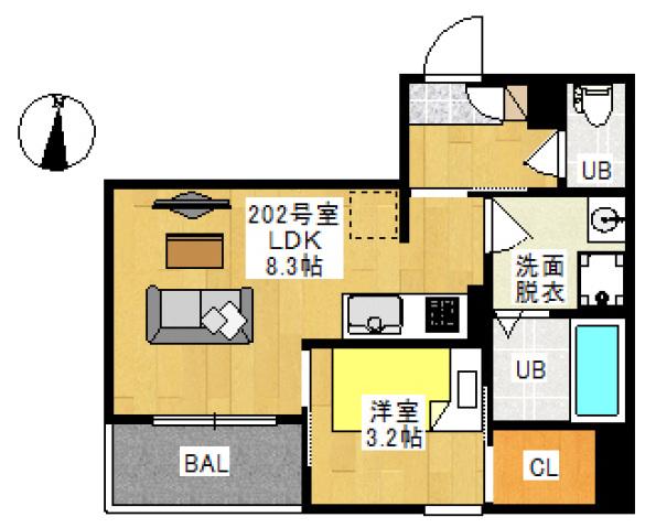 REGALEST CUORE 平井(1LDK/2階)の間取り写真