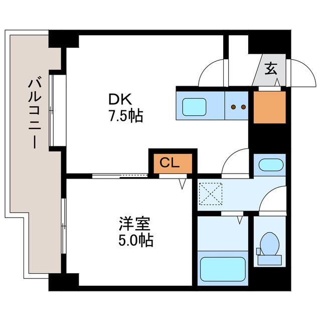 サンハイツ北大前(1DK/11階)の間取り写真