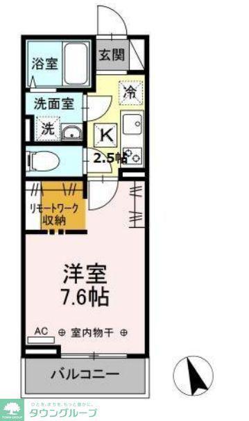 ウェルデンス戸塚 B(1K/3階)の間取り写真